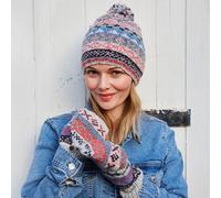 Pachamama Classic Fairisle Oatmeal Bobble Beanie and Mitts Set
