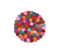 Pachamama Hand Felted 19 CM Round Trivet Mat 1 Pack - Circular Heat Absorbing Pan Dish Pot Stand Handmade Fair Trade Multicoloured