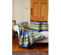 Pachamama Hand Knitted Wool Bed Sofa Throw Blanket Fleece Lined Extra Warm 150 x 120 CM, Plus 2 Cushion Covers with Cushions, Sheep Multicoloured Matching Furnishing Set Handmade Fair Trade