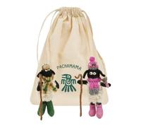 Pachamama Handfelted 100% Wool Home Decorative Ornament 2pk Gift Bag Set Handmade Multicoloured Woolly Sheep Shepherds 14CM Fair Trade