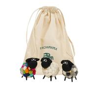 Pachamama Handfelted 100% Wool Home Decorative Ornament 3pk Gift Bag Set Handmade Multicoloured Woolly Sheep Flock, 8CM Fair Trade