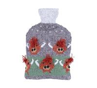 Pachamama Handknitted 100% Wool Hot Water Bottle Cover and 2 Litre Hot Water Bottle - Highland Cow Pattern Handmade Fair Trade Multicoloured Thermal