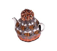 Pachamama Handknitted Medium 4-6 Cup 1.2L Wool Tea Cosy Teapot Cover - Bumble Bee Beehive Pattern Insulated Handmade Fair Trade Grey