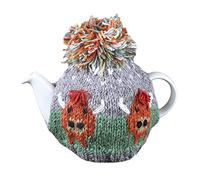 Pachamama Handknitted Medium 4-6 Cup 1.2L Wool Tea Cosy/Teapot Cover - Highland Cow Pattern Insulated Handmade Fair Trade Multicoloured