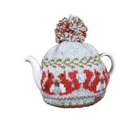 Pachamama Handknitted Medium 4-6 Cup 1.2L Wool Tea Cosy Teapot Cover - Red Squirrel Pattern Insulated Handmade Fair Trade Multicoloured