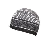 Pachamama Men Wool Beanie Skull Hat Fleece Lined Handknitted Charcoal Fairisle One-Size Handmade Skull Cap Extra Warm Fair Trade