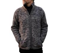 Pachamama Men Wool Zipped Jacket Fleece Lined Collar Lining Handknitted Marled Handmade Thick Extra Warm Coat Fair Trade (UK, Alpha, L, Regular, Regular, Charcoal)