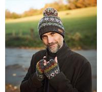 Pachamama Mens Westport Earth Bobble Beanie and Fingerless Glove Set