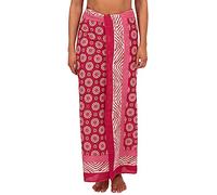 Pachamama Women 100% Cotton Sarong Hand Printed Cogs Pattern Cool Summer Beach Cover Up Pareo Wrap Around Skirt 180 x 110 CM (Pink)