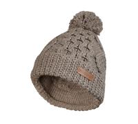 Pachamama Women 100% Pure Fine Merino Wool Beanie Bobble Hat Handknitted Cable Pattern Plain One-Size Handmade Soft Warm Breathable Moisture Wicking Fair Trade (UK, Alpha, One Size, Mushroom)