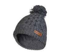 Pachamama Women 100% Pure Fine Merino Wool Beanie Bobble Hat Handknitted Cable Pattern Plain One-Size Handmade Soft Warm Breathable Moisture Wicking Fair Trade (UK, Alpha, One Size, Slate Blue)