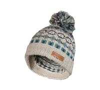 Pachamama Women 100% Pure Fine Merino Wool Beanie Bobble Hat Handknitted Diamond Pattern One-Size Handmade Soft Warm Breathable Moisture Wicking Fair Trade (UK, Alpha, One Size, Blue)