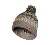 Pachamama Women 100% Pure Fine Merino Wool Beanie Bobble Hat Handknitted Diamond Pattern One-Size Handmade Soft Warm Breathable Moisture Wicking Fair Trade (UK, Alpha, One Size, Green)