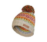 Pachamama Women 100% Pure Fine Merino Wool Beanie Bobble Hat Handknitted Fairisle Colourful One-Size Handmade Soft Warm Breathable Moisture Wicking Fair Trade (UK, Alpha, One Size, Oatmeal)