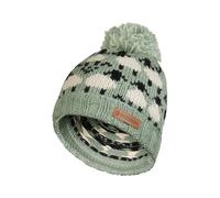 Pachamama Women 100% Pure Fine Merino Wool Beanie Bobble Hat Handknitted Sheep Flock Design One-Size Handmade Soft Warm Breathable Moisture Wicking Fair Trade (UK, Alpha, One Size, Green)