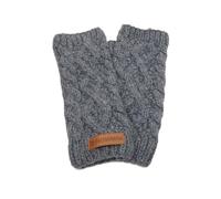 Pachamama Women 100% Pure Fine Merino Wool Hand Wrist Warmers Handknitted Cable Pattern Plain One-Size Handmade Thumbslot Soft Warm Breathable Moisture Wicking Fair Trade (Slate blue, One Size)
