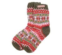 Pachamama Women 100% Wool Bed Sofa Socks Handknitted Traditional Fairisle Colourful Medium 4-7 Handmade Extra Warm (Moss, One Size, UK Footwear Size System, Adult, Women, Alpha, Medium, Medium)