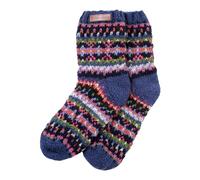 Pachamama Women 100% Wool Bed Sofa Socks Handknitted Traditional Fairisle Colourful Medium 4-7 Handmade Extra Warm Fair Trade (UK, Alpha, One Size, 7, Regular, Regular, Denim)