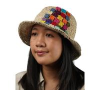 Pachamama Women Hemp Cotton Sun Hat Crocheted Wide Brim Floral Multicoloured One Size Foldable Travel Holiday Beach Garden Floppy Handmade Fair Trade