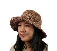 Pachamama Women Hemp Cotton Sun Hat Crocheted Wide Brim Plain One Size Foldable Travel Holiday Beach Garden Floppy Handmade Fair Trade (Terracotta)