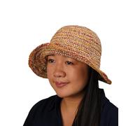 Pachamama Women Hemp Cotton Sun Hat Crocheted Wide Brim Plain One Size Foldable Travel Holiday Beach Garden Floppy Handmade Fair Trade (Orange)
