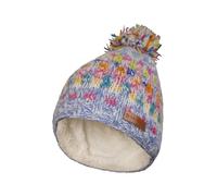 Pachamama Women Soft Wool Mohair Beanie Bobble Hat Sherpa Fleece Lined Handknitted Chequers Pastel Multicoloured One-Size Handmade Extra Warm Fair Trade (UK, Alpha, One Size, Sky)