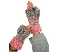Pachamama Women Soft Wool Mohair Hand Wrist Warmers Lining-Free Handknitted Coloured Bands Design One-Size Handmade Thumbhole Thermal Extra Warm Fair Trade (Purple, One Size)