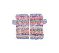 Pachamama Women Soft Wool Mohair Hand Wrist Warmers Sherpa Fleece Lined Handknitted Striped Multicoloured One-Size Handmade Thumbhole Thermal Extra Warm Fair Trade
