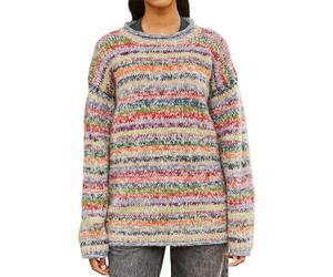 Pachamama Women Soft Wool Mohair Jumper Fine Handknit Striped Pastel Multicoloured Handmade Thick Warm Pullover Sweater Fair Trade (UK, Alpha, L, Regular, Regular, Pastel)