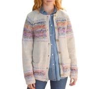 Pachamama Women Wool and Mohair Cardigan Handknitted Random Pastel Stripe Multicoloured Handmade Warm Pockets Buttoned Fair Trade (UK, Alpha, M, Regular, Regular, Oatmeal)