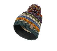 Pachamama Women Wool Beanie Bobble Hat Fleece Lined Unique Hand Knit Fair Isle Multicoloured One-Size Handmade Extra Warm Fair Trade