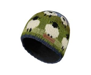 Pachamama Women Wool Beanie Hat Fleece Lined Handknitted Cute Sheep Design Multicoloured One Size Handmade Extra Warm Fair Trade