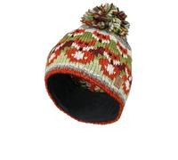 Pachamama Women Wool Bobble Beanie Hat Fleece Lined Handknitted Fox Multicoloured One-Size Handmade Extra Warm Fair Trade