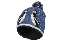 Pachamama Women Wool Bobble Beanie Hat Handknitted Penguin Design Multicoloured One Size Handmade Extra Warm Fair Trade