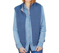 Pachamama Women Wool Body Warmer Fleece Lined Handknitted Plain Handmade Extra Warm Sleeveless Jumper Fair Trade (as8, alpha, m, regular, regular, Denim)