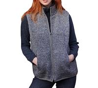 Pachamama Women Wool Body Warmer Fleece Lined Handknitted Plain Handmade Extra Warm Sleeveless Jumper Fair Trade (as8, alpha, m, regular, regular, Grey)
