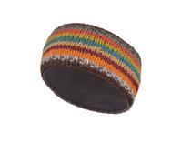 Pachamama Women Wool Ear Warmer Headband Fleece Lined Handknitted Stripe Brown Multicoloured One-Size Handmade Fair Trade