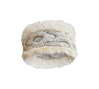 Pachamama Women Wool/Faux Fur Ear Warmer Headband Fleece Lined Handknitted Cable Knit One-Size Handmade Fair Trade