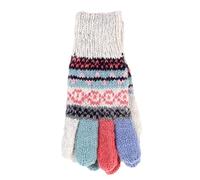 Pachamama Women Wool Gloves Handknitted Fair Isle Colours One-Size Handmade Extra Warm Fair Trade (Wool, Oatmeal)