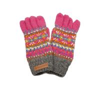 Pachamama Women Wool Gloves Handknitted Traditional Fairisle Colourful One-Size Handmade Extra Warm Fair Trade (Pink, One Size)