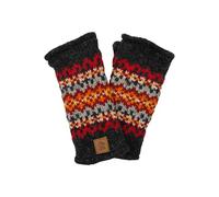 Pachamama Women Wool Hand Wrist Warmers Fleece Lined Handknitted Fair Isle Multicoloured One-Size Handmade Extra Warm Fair Trade (Charcoal)