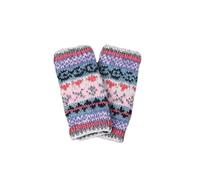 Pachamama Women Wool Hand Wrist Warmers Fleece Lined Handknitted Fairisle Pattern Multicoloured One-Size Handmade Extra Warm Fair Trade (Oatmeal, One Size)