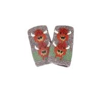Pachamama Women Wool Hand Wrist Warmers Jersey Cotton Lined Handknitted Highland Cow Multicoloured One-Size Handmade Fair Trade