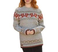 Pachamama Women Wool Jumper Handknitted Red Squirrel Pattern Grey Multicoloured Handmade Thick Warm Pullover Sweater Fair Trade (UK, Alpha, L, Regular, Regular, Grey)