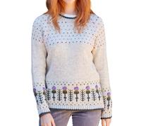 Pachamama Women Wool Jumper Handknitted Scots Thistle Design Oatmeal Handmade Thick Warm Pullover Sweater Fair Trade (UK, Alpha, M, Regular, Regular, Oatmeal)