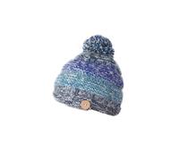 Pachamama Women Wool/Mohair Beanie Bobble Hat Sherpa Fleece Lined Handknitted Blue One-Size Handmade Extra Warm Fair Trade