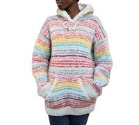 Pachamama Women Wool Mohair Pullover Hoody Handknitted Striped Multicoloured Handmade Extra Warm Hoodie Fair Trade (as8, Alpha, l, Regular, Regular)