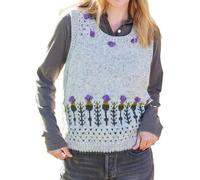 Pachamama Women Wool Tank Top Handknitted Scots Thistle Design Oatmeal Handmade Extra Warm Sleeveless Jumper Fair Trade (UK, Alpha, M, Regular, Regular) Multicoloured