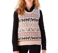 Pachamama Women Wool Tank Top Sleeveless Jumper Handknitted Black Cat Pattern Handmade Warm Sweater Vest Fair Trade (UK, Alpha, L, Regular, Regular, Off White)