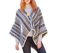 Pachamama Women Wool Wrap Handknitted Traditional Fair Isle Handmade Extra Warm Shawl Fair Trade (Natural)